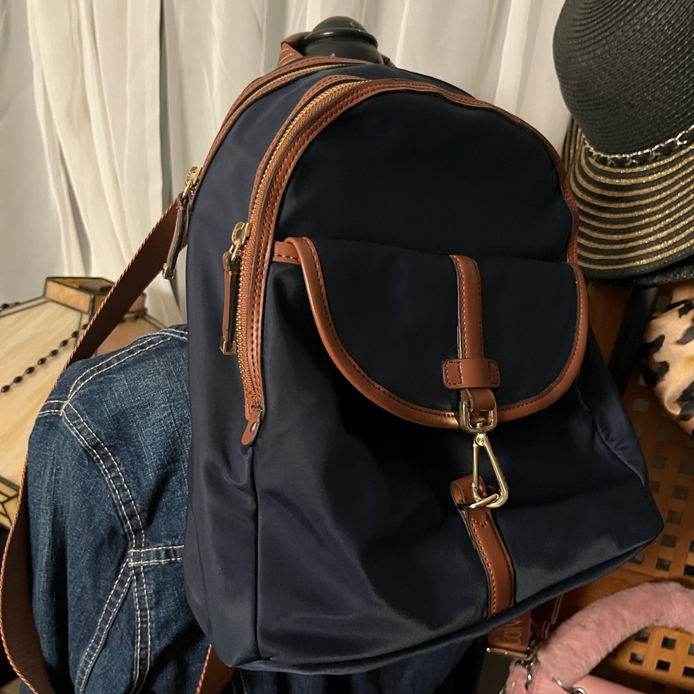Calvin Klein navy blue and cognac nylon backpack - Picture 3 of 16